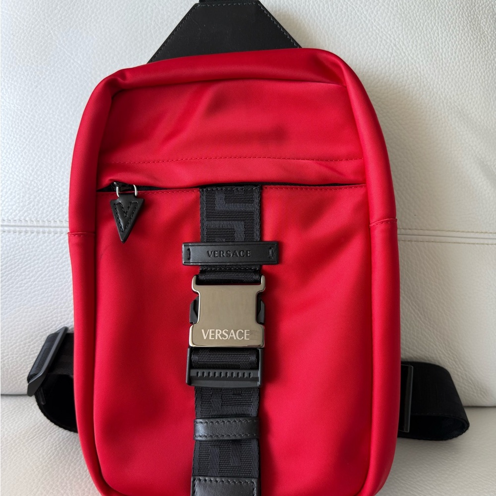 Versace Red and Black Men's Belt Bag